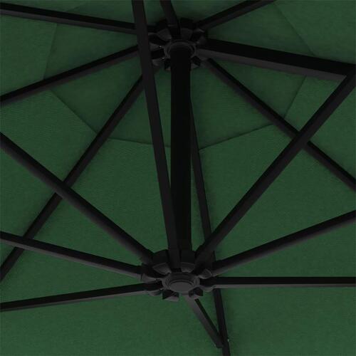 Væghængt parasol m. LED-lys 300 cm grøn