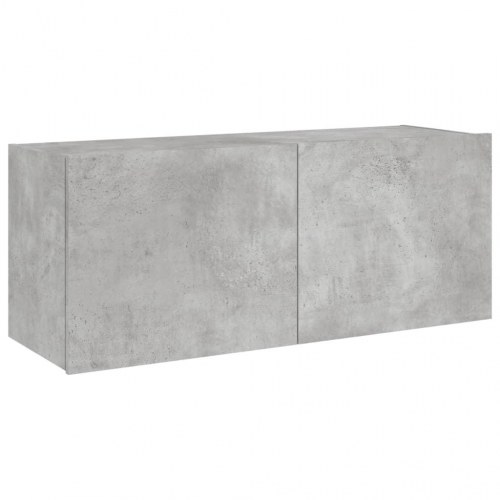 Væghængt tv-bord med LED-lys 100 x 35 x 41 cm - betongrå