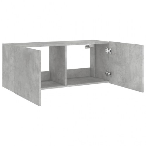 Væghængt tv-bord med LED-lys 100 x 35 x 41 cm - betongrå