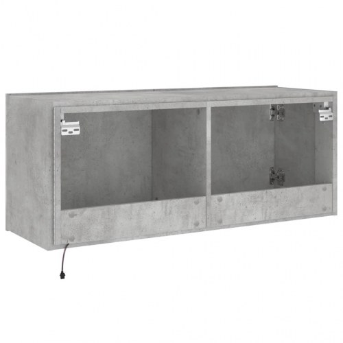Væghængt tv-bord med LED-lys 100 x 35 x 41 cm - betongrå