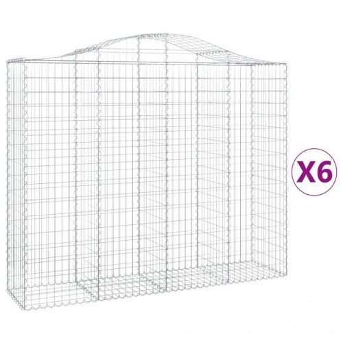 Buede gabionkurve - 6 stk. 200×50×160/180 cm i galvaniseret jern