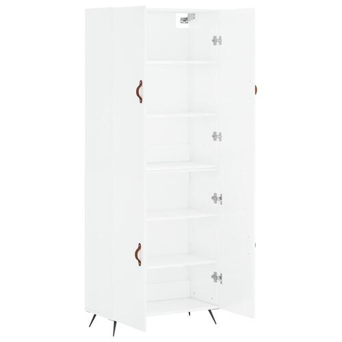 Højskab 69,5x34x180 cm konstrueret træ hvid højglans