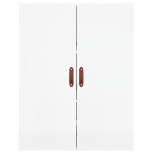 Højskab 69,5x34x180 cm konstrueret træ hvid højglans