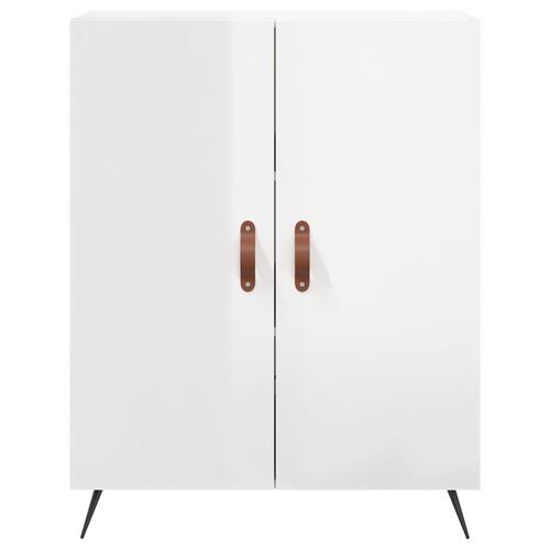 Højskab 69,5x34x180 cm konstrueret træ hvid højglans