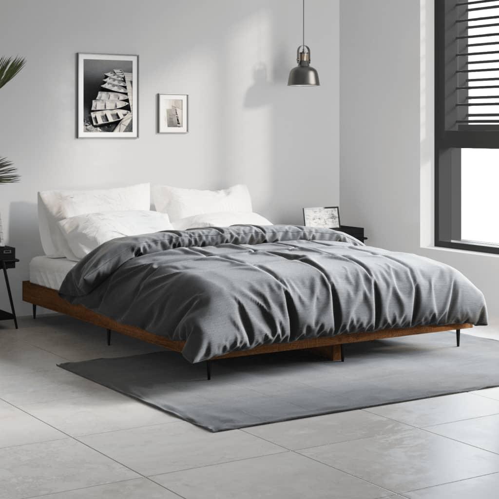 Sengeramme 140x190 cm uden madras konstrueret træ brunt eg