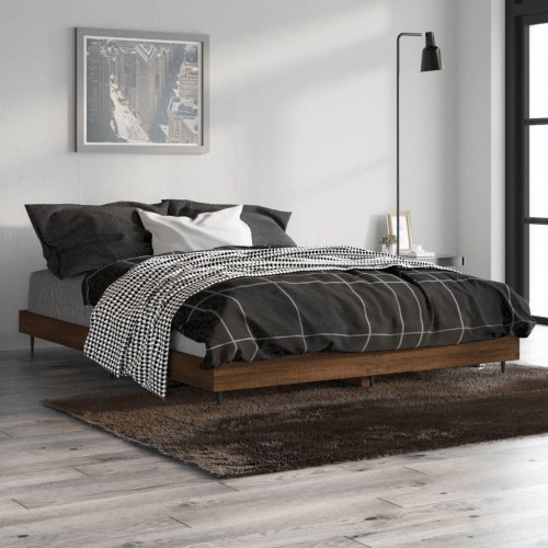 Sengeramme 140x190 cm uden madras konstrueret træ brunt eg