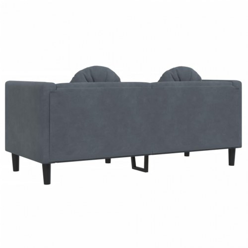 2-personers sofa i velour med hynder - mørkegrå