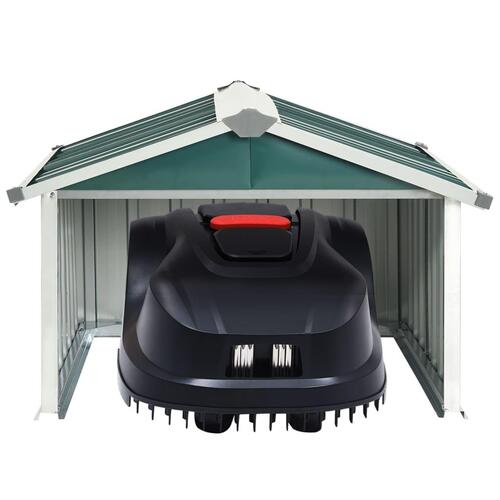 Garage til robotplæneklipper 92x97x63 cm galvaniseret stål grøn