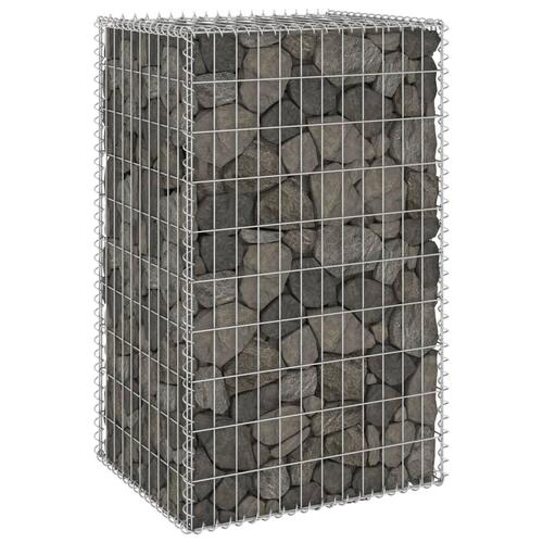 Gabionvæg med dæksler 60x50x100 cm galvaniseret stål