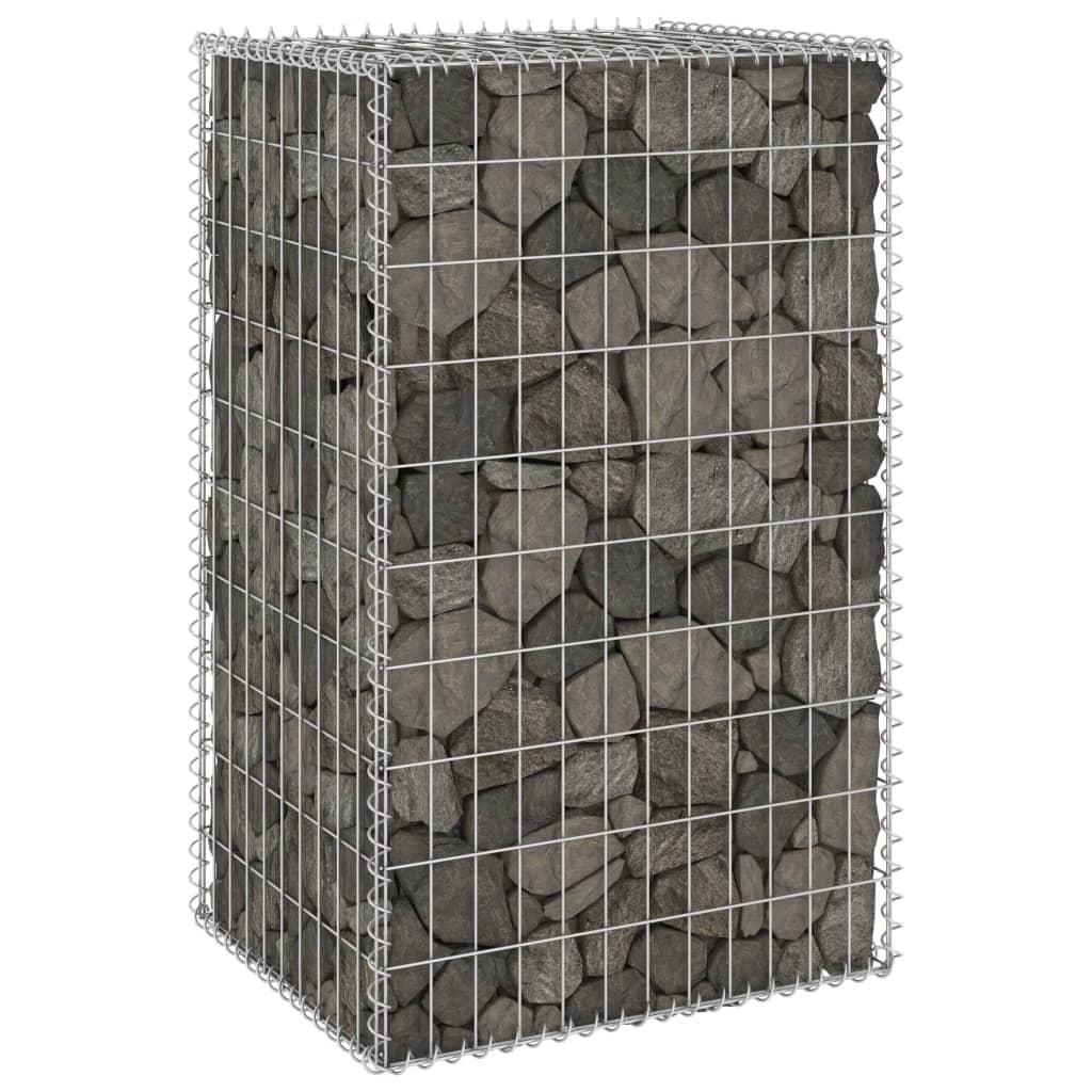 Gabionvæg med dæksler 60x50x100 cm galvaniseret stål