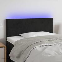 Sengegavl med LED-lys 100x5x78/88 cm fløjl sort