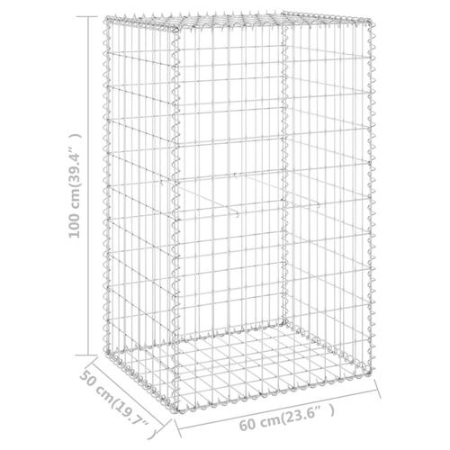 Gabionvæg med dæksler 60x50x100 cm galvaniseret stål