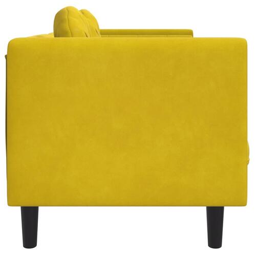 2-personers sofa med hynder velour gul