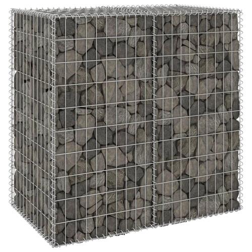 Gabionvæg med dæksler 100x60x100 cm galvaniseret stål