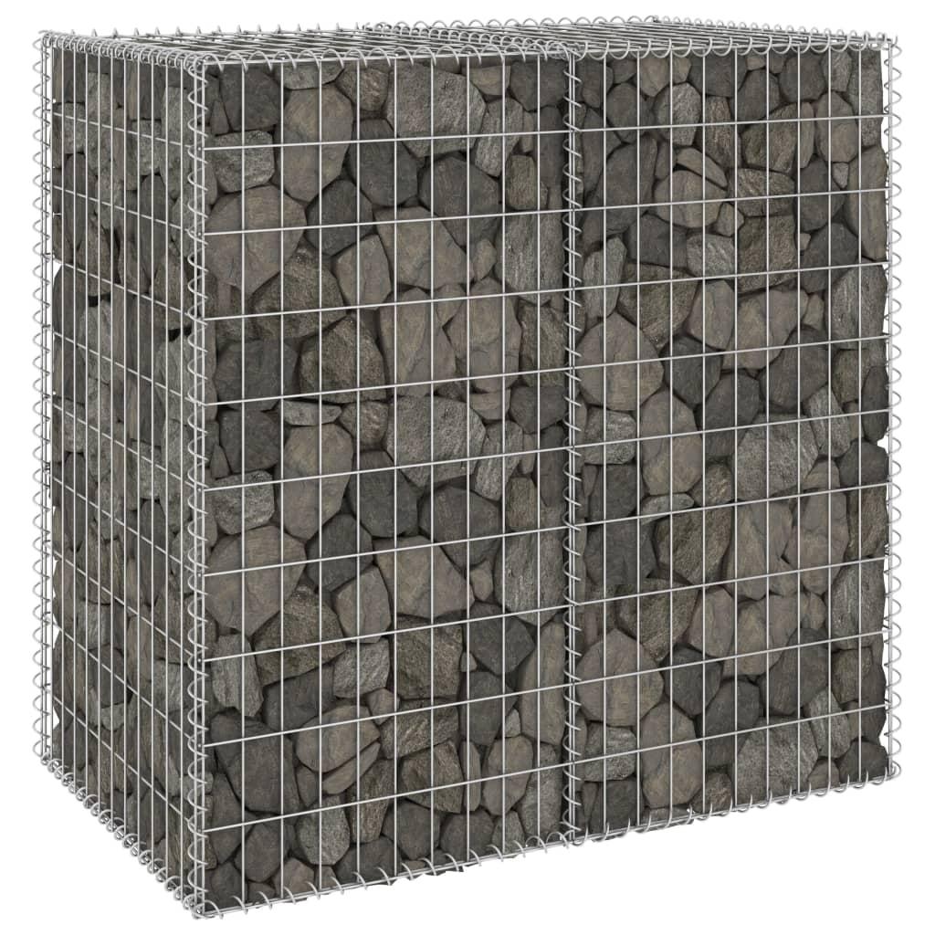 Gabionvæg med dæksler 100x60x100 cm galvaniseret stål