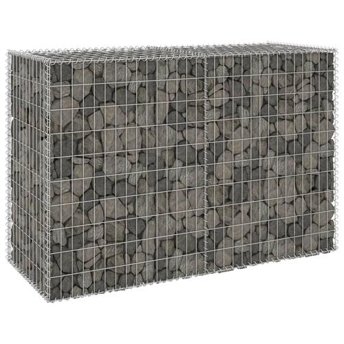 Gabionvæg med dæksler 150x60x100 cm galvaniseret stål