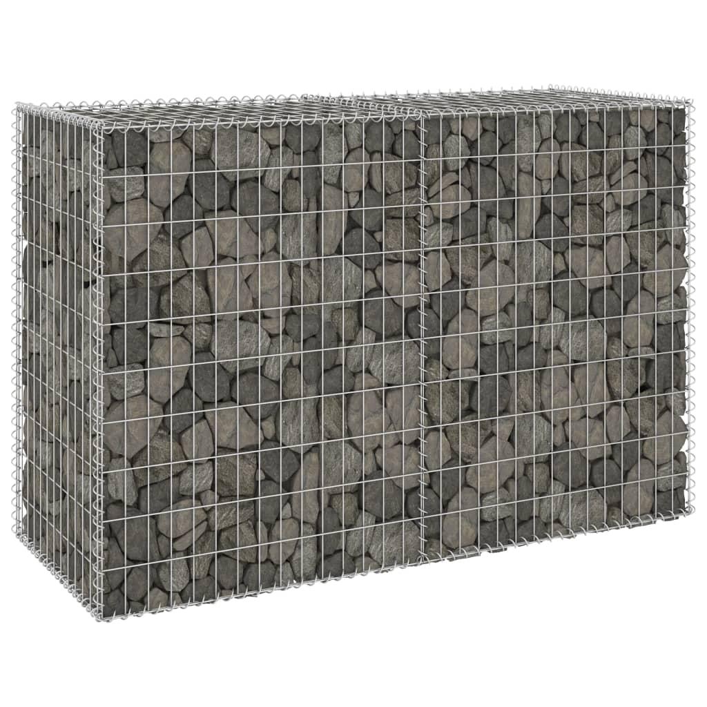 Gabionvæg med dæksler 150x60x100 cm galvaniseret stål