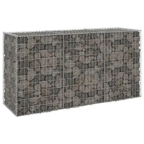 Gabionvæg med dæksler 200x60x100 cm galvaniseret stål