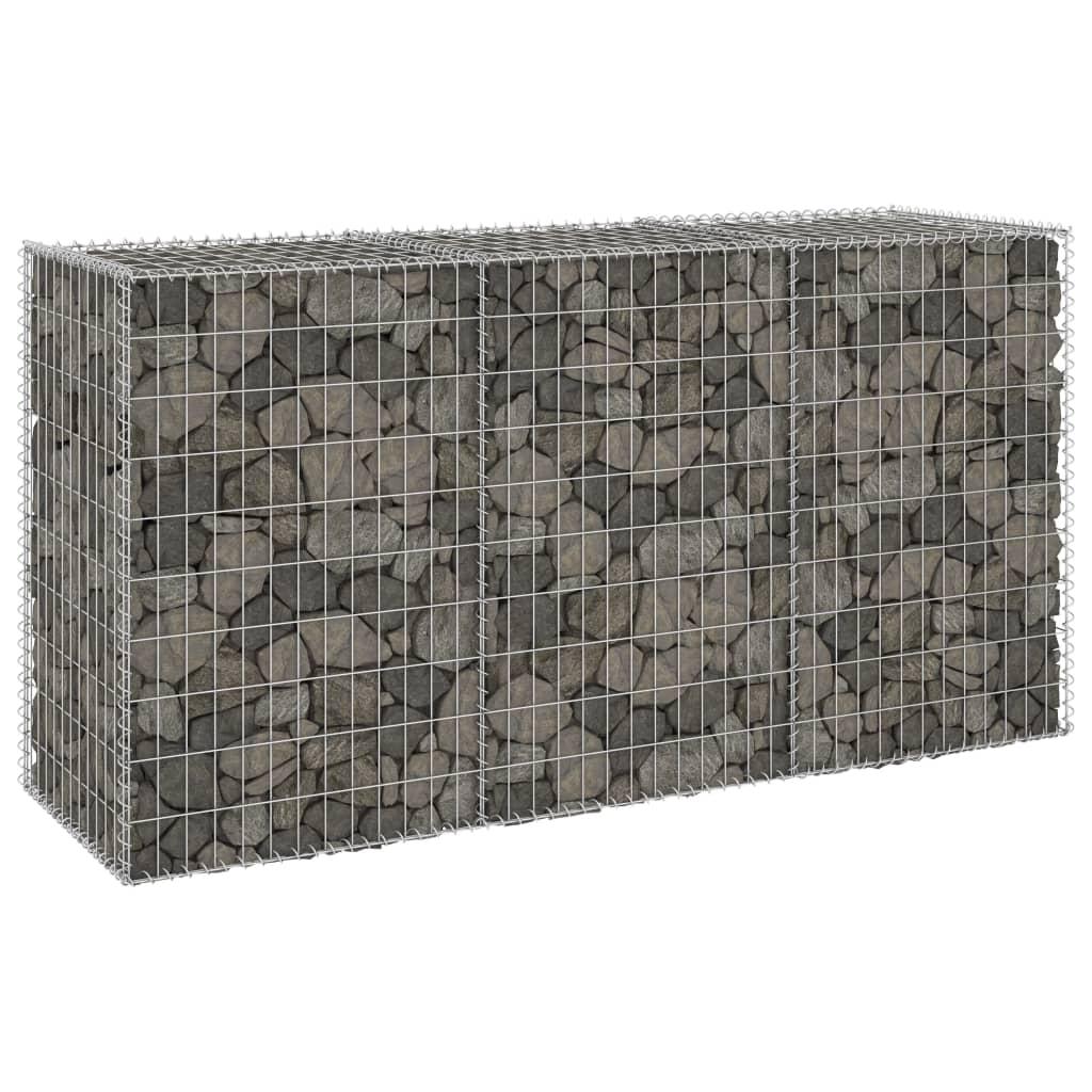 Gabionvæg med dæksler 200x60x100 cm galvaniseret stål