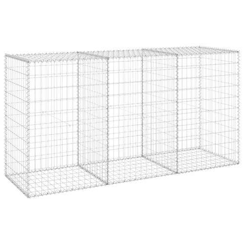 Gabionvæg med dæksler 200x60x100 cm galvaniseret stål