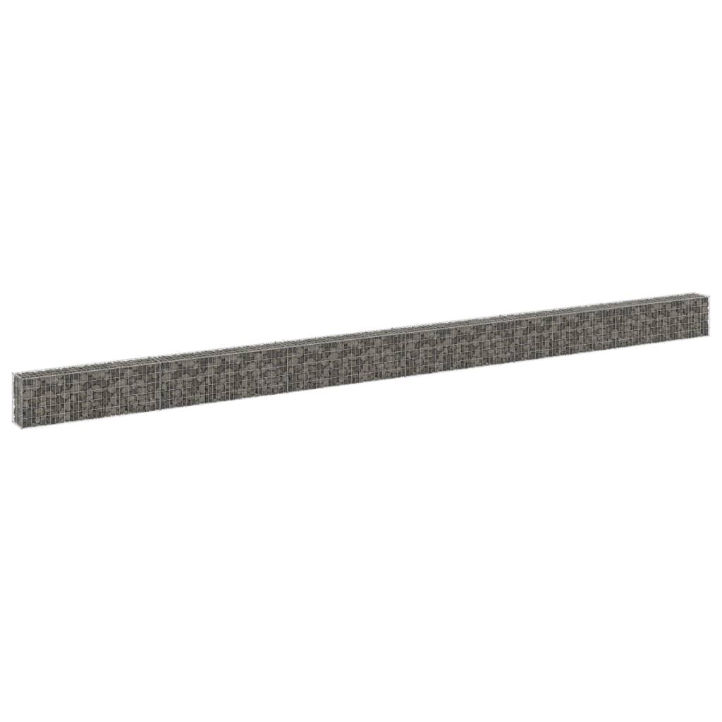 Gabionvæg med dæksler 900x30x50 cm galvaniseret stål