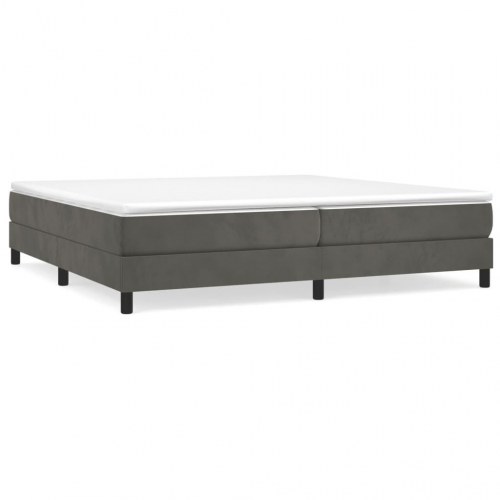Boxspring sengeramme i fløjl - mørkegrå 200 x 200 cm