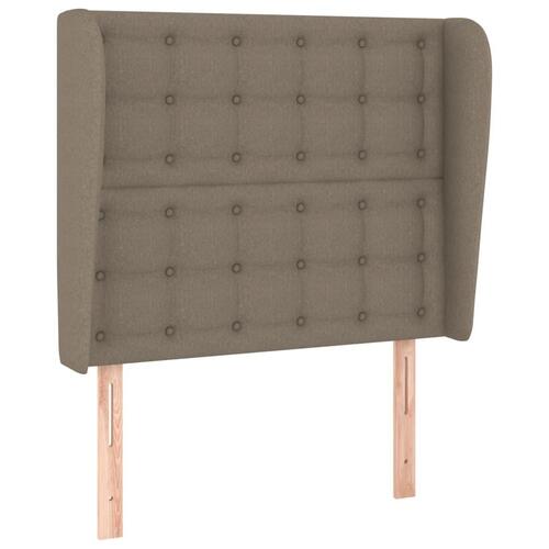 Sengegavl med kanter 83x23x118/128 cm stof gråbrun