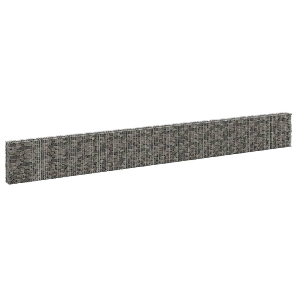 Gabionvæg med dæksler 900x30x100 cm galvaniseret stål