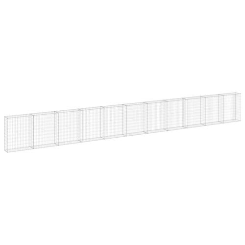 Gabionvæg med dæksler 900x30x100 cm galvaniseret stål