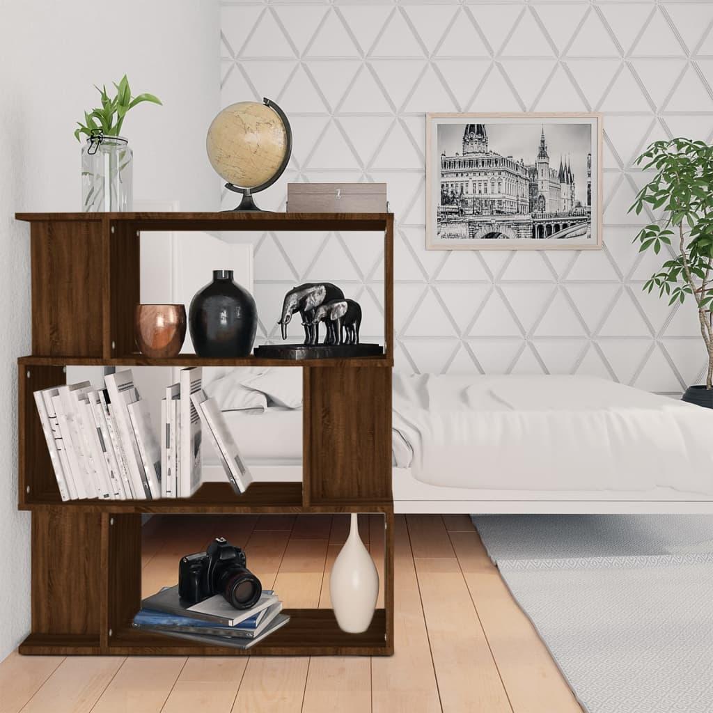 Bogreol/rumdeler 80x24x96 cm konstrueret træ brun eg