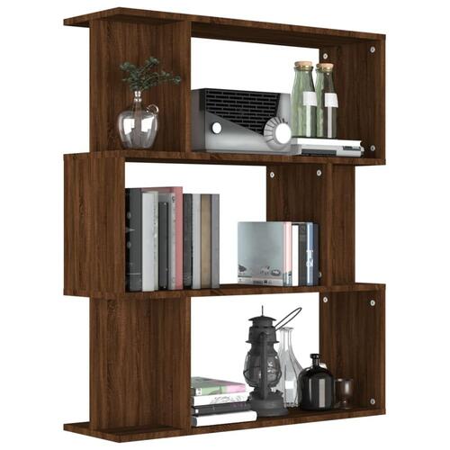 Bogreol/rumdeler 80x24x96 cm konstrueret træ brun eg