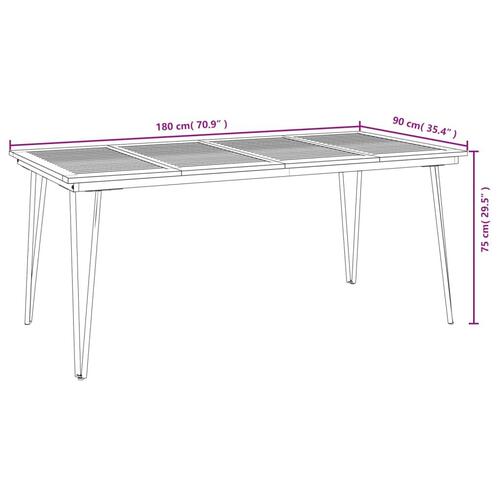 Havebord med hairpin-bordben 180x90x75 cm massivt akacietræ