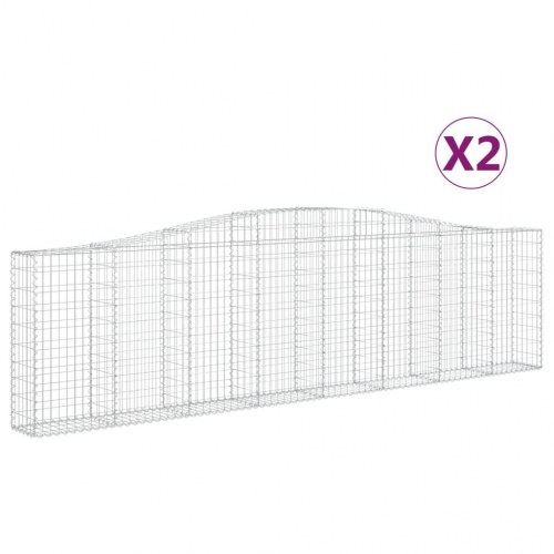 Buede gabionkurve 2 stk. - 400×30×100/120 cm i galvaniseret jern