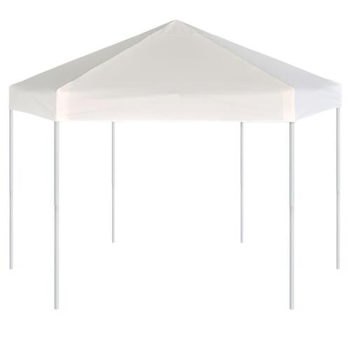 Pop up-pavillon 6 sidevægge sekskantet 3,6x3,1 m cremefarvet