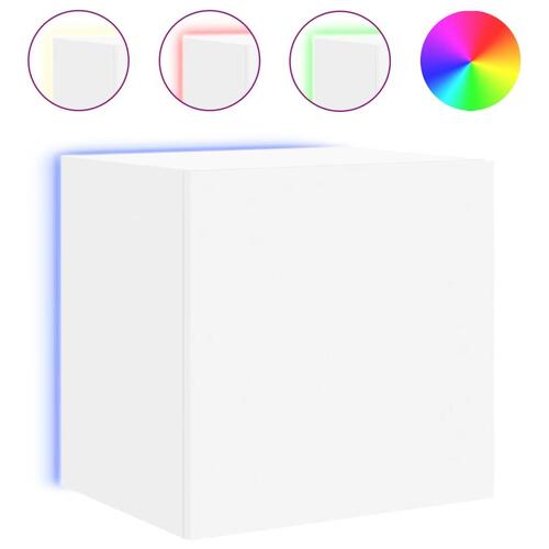 Væghængt tv-bord med LED-lys 40,5x35x40 hvid