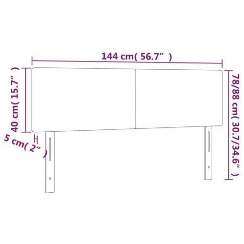 Sengegavl med LED-lys 144x5x78/88 cm fløjl lysegrå