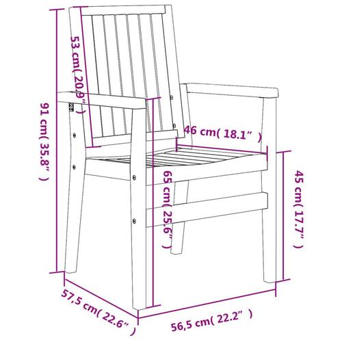 Stabelbare havestole 2 stk. 56,5x57,5x91 cm massivt teaktræ
