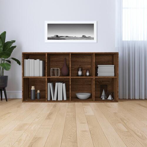 Bogreol/skænk 66x30x130 cm konstrueret træ brunt egetræ