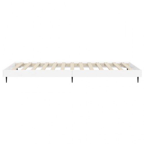 Sengeramme 90 × 190 cm - konstrueret træ, hvid højglans