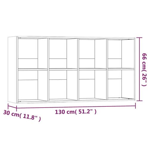 Bogreol/skænk 66x30x130 cm konstrueret træ brunt egetræ