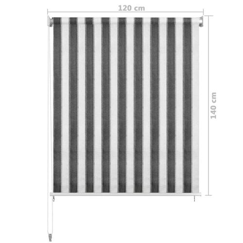 Udendørs rullegardin 120x140 cm stribet antracitgrå og hvid