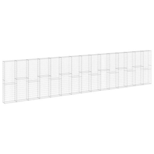 Gabionvæg med dæksler 900x30x200 cm galvaniseret stål