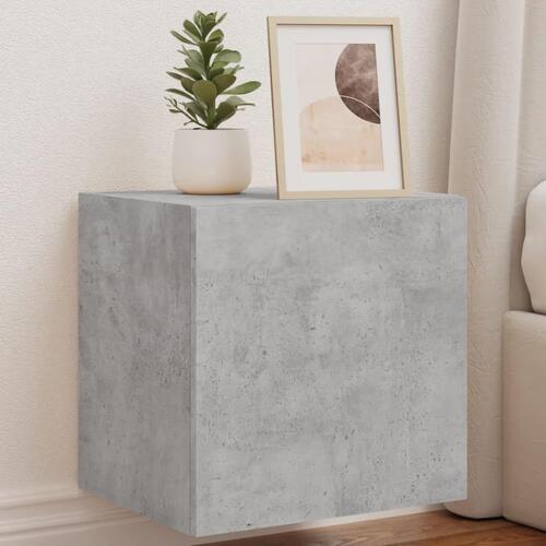 Væghængt tv-bord med LED-lys 40,5x35x40 cm betongrå