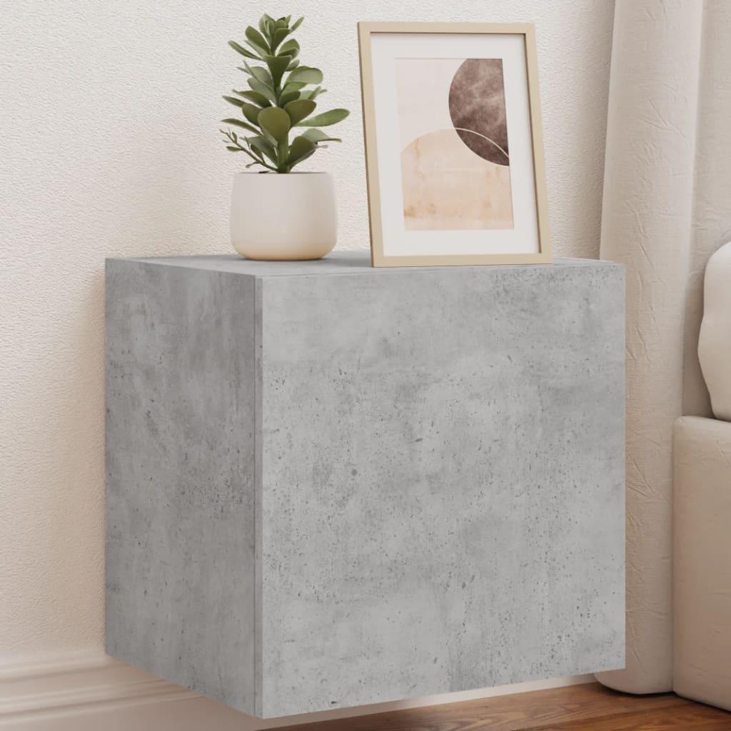 Væghængt tv-bord med LED-lys 40,5x35x40 cm betongrå
