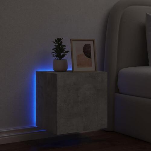 Væghængt tv-bord med LED-lys 40,5x35x40 cm betongrå
