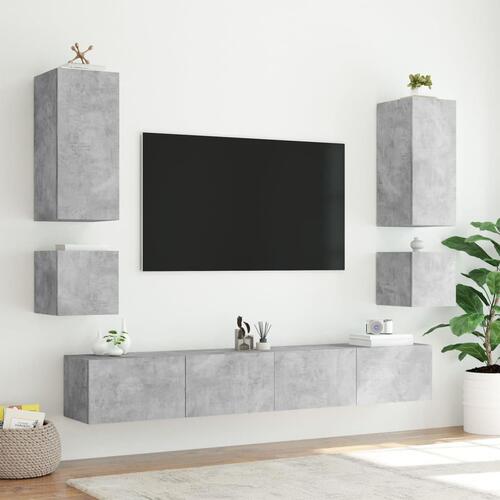 Væghængt tv-bord med LED-lys 40,5x35x40 cm betongrå