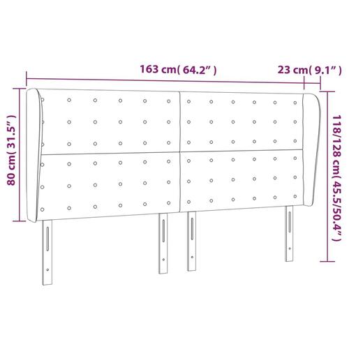 Sengegavl med kanter 163x23x118/128 cm stof gråbrun