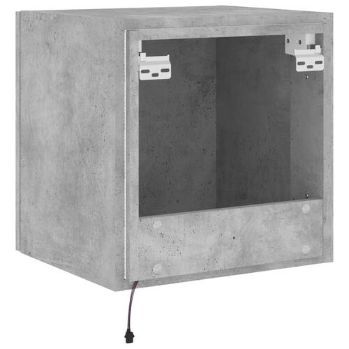 Væghængt tv-bord med LED-lys 40,5x35x40 cm betongrå