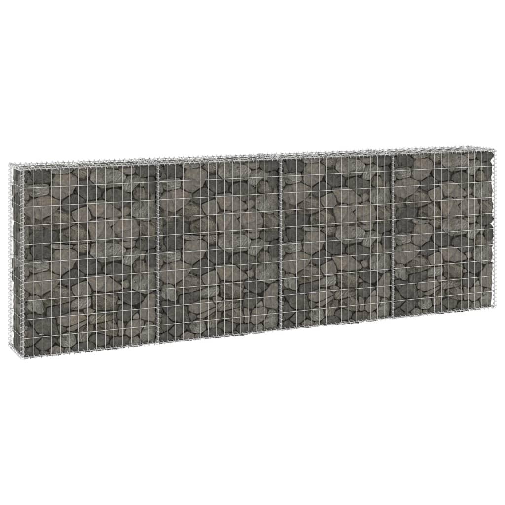 Gabionvæg med dæksler 300x30x100 cm galvaniseret stål