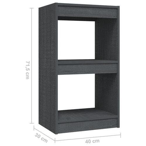Bogreol 40x30x71,5 cm massivt fyrretræ grå